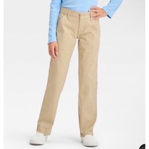 Cat & Jack Kids Straight Fit School Uniform Pants Beige Reinforced Knee Size 10